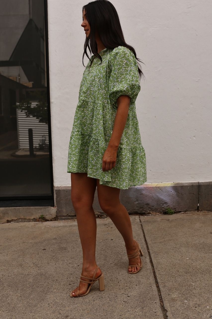 Lola dress - Floral Mini Dress with Puff Sleeves