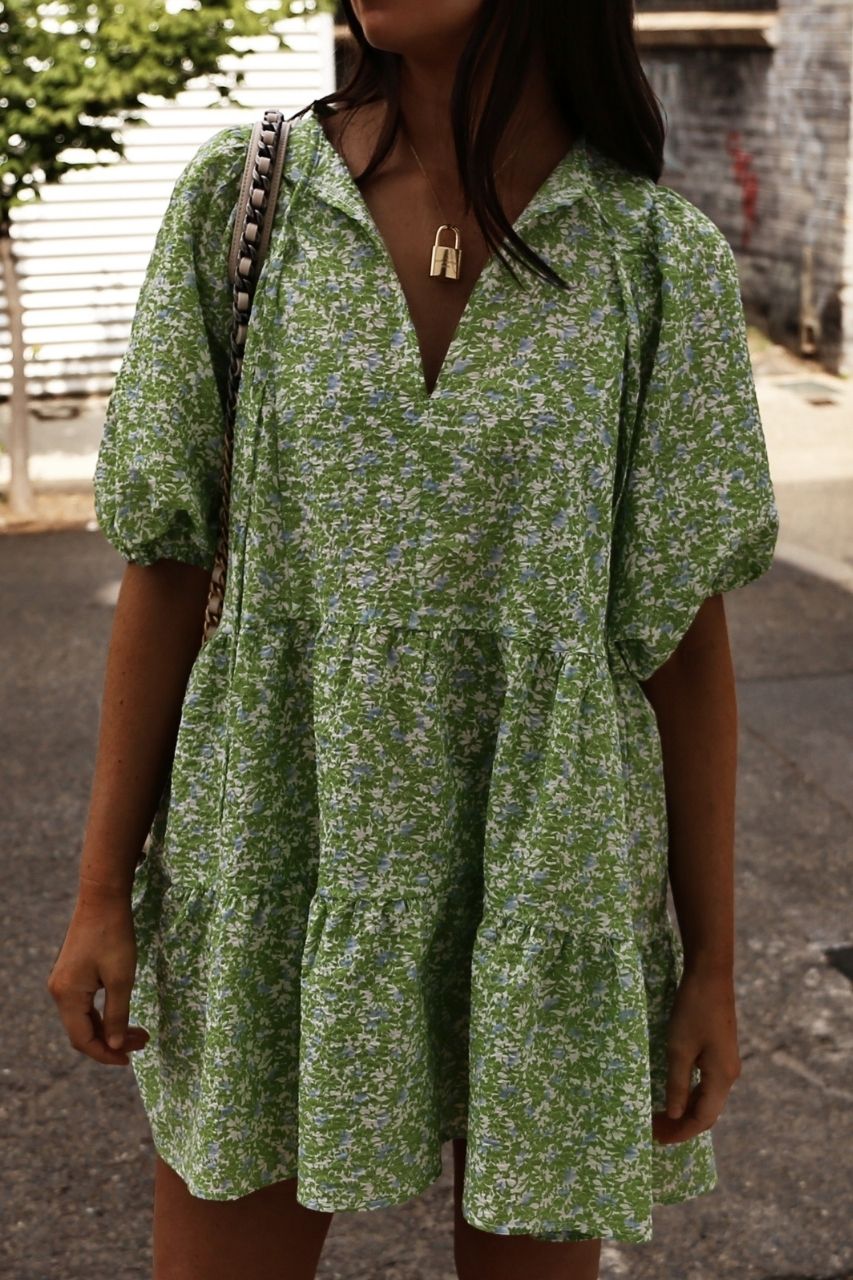 Lola dress - Floral Mini Dress with Puff Sleeves