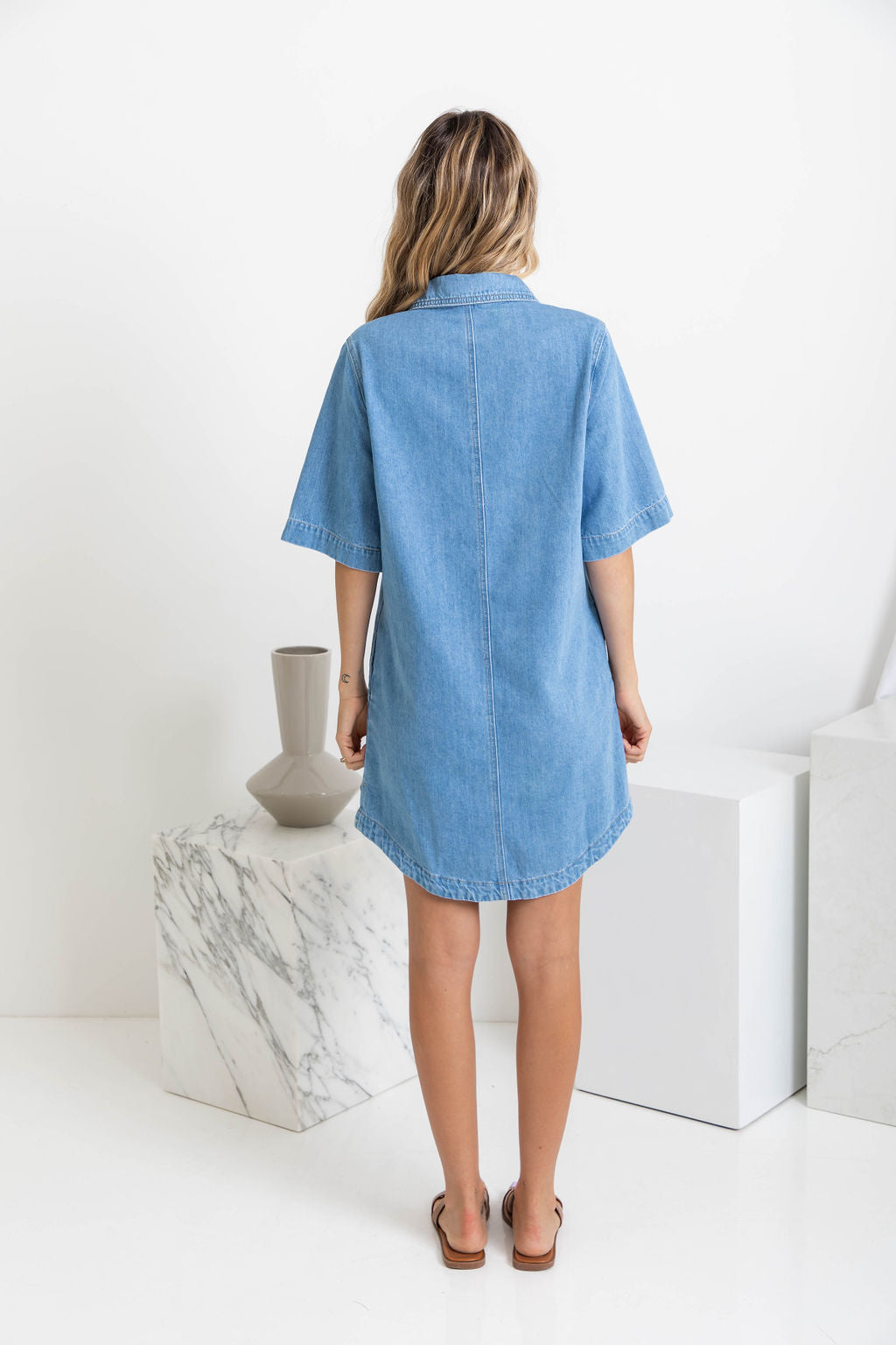 Tallow Relaxed-Fit Denim Mini Dress - Light Wash