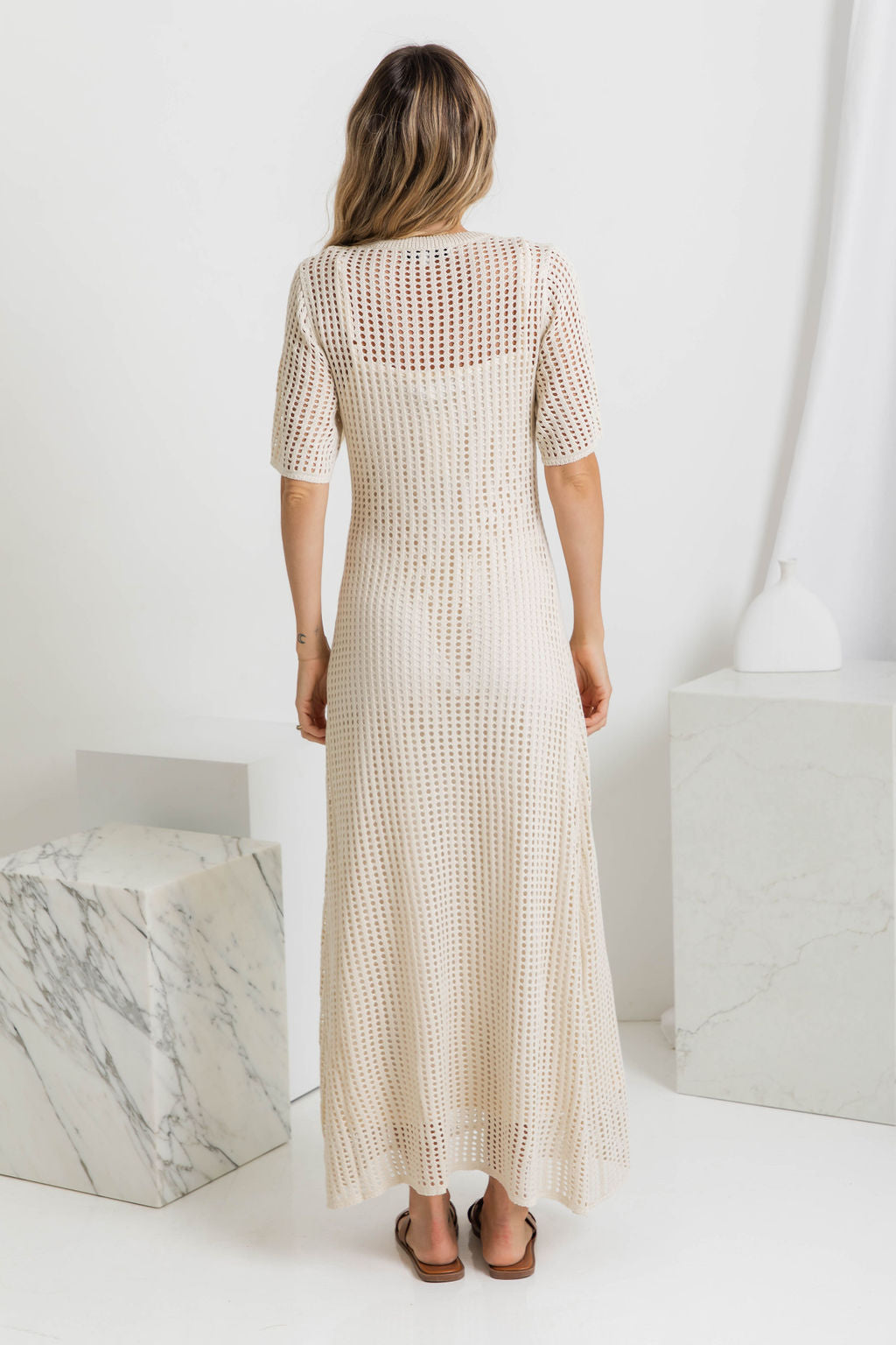 Airlie Crochet Maxi Dress - Natural