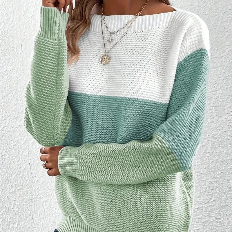 Sienna Colorblock Knit Sweater – Grey Tones