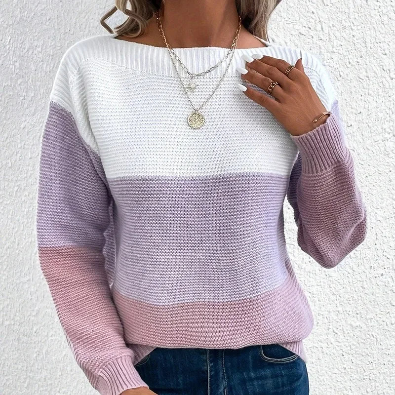 Sienna Colorblock Knit Sweater – Grey Tones