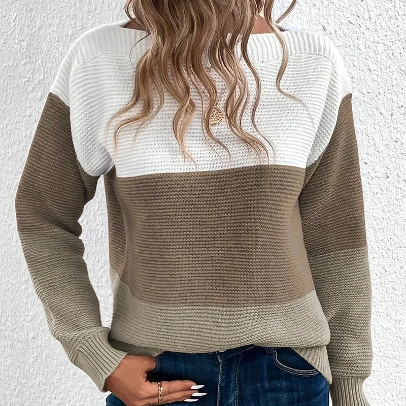 Sienna Colorblock Knit Sweater – Grey Tones