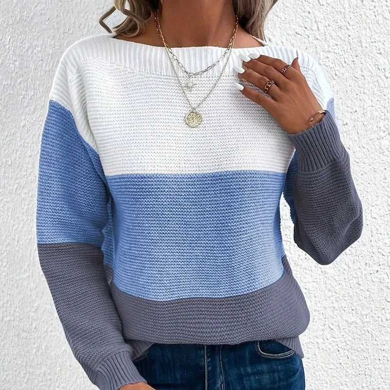Sienna Colorblock Knit Sweater – Grey Tones
