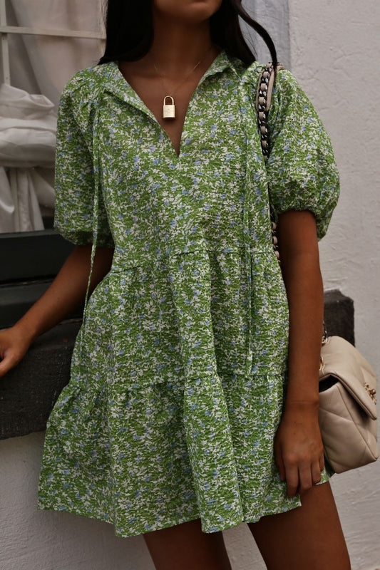 Lola dress - Floral Mini Dress with Puff Sleeves