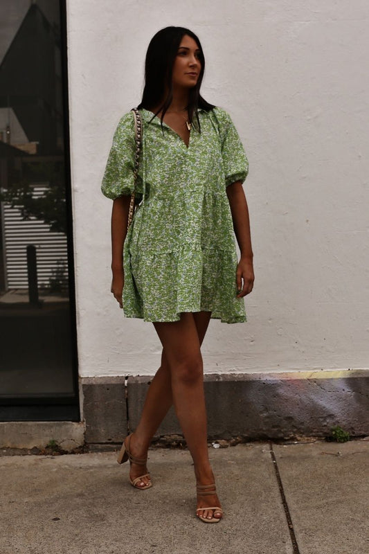 Lola dress - Floral Mini Dress with Puff Sleeves