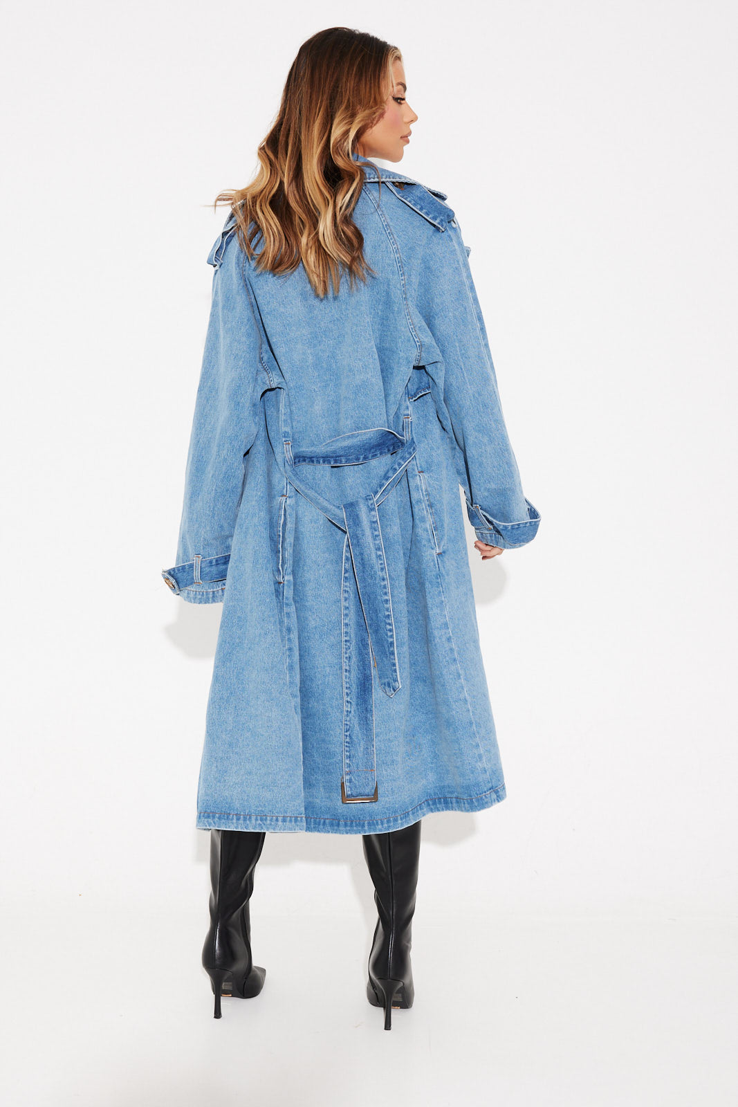 Ashley Trench Coat Blue Denim