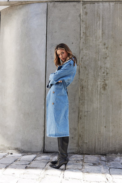 Ashley Trench Coat Blue Denim