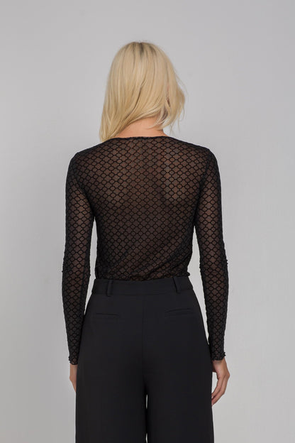 Gigi Top - Black Quatrefoil