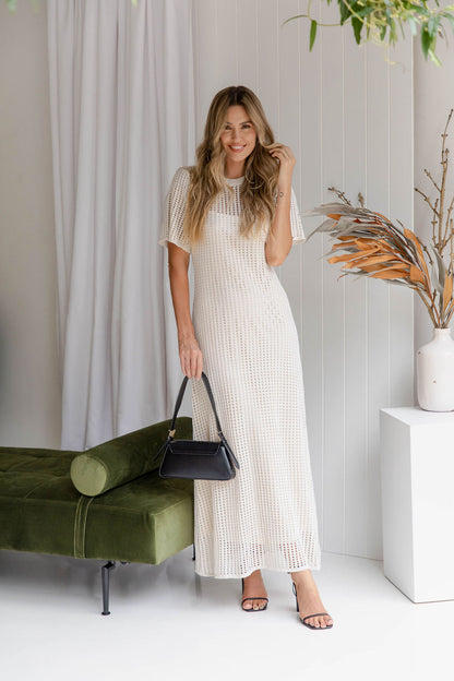 Airlie Crochet Maxi Dress - Natural
