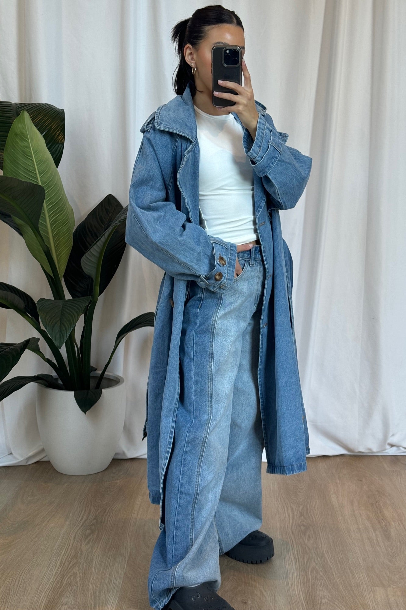 Ashley Trench Coat Blue Denim