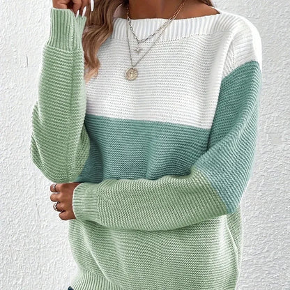Sienna Colorblock Knit Sweater – Grey Tones