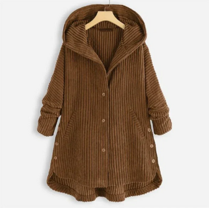Mavis - Stylish Hooded Ribbed Coat