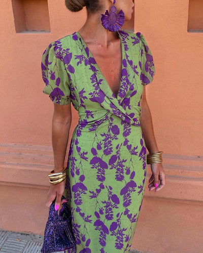 Della | Pleated Floral Print Boho Dress