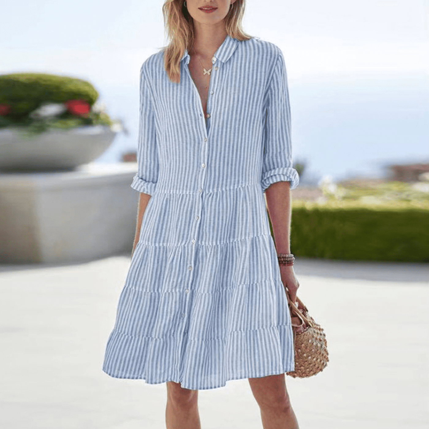 Bronte | Striped Summer Dress with Tummy Coverage