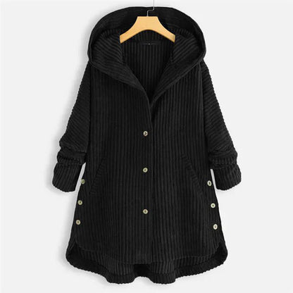 Mavis - Stylish Hooded Ribbed Coat